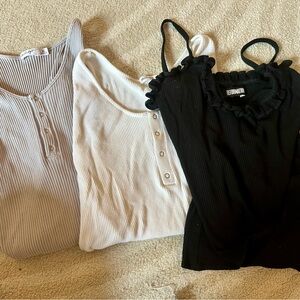 Bodysuit Bundle - Black, White, Gray: Reformation & Line By K